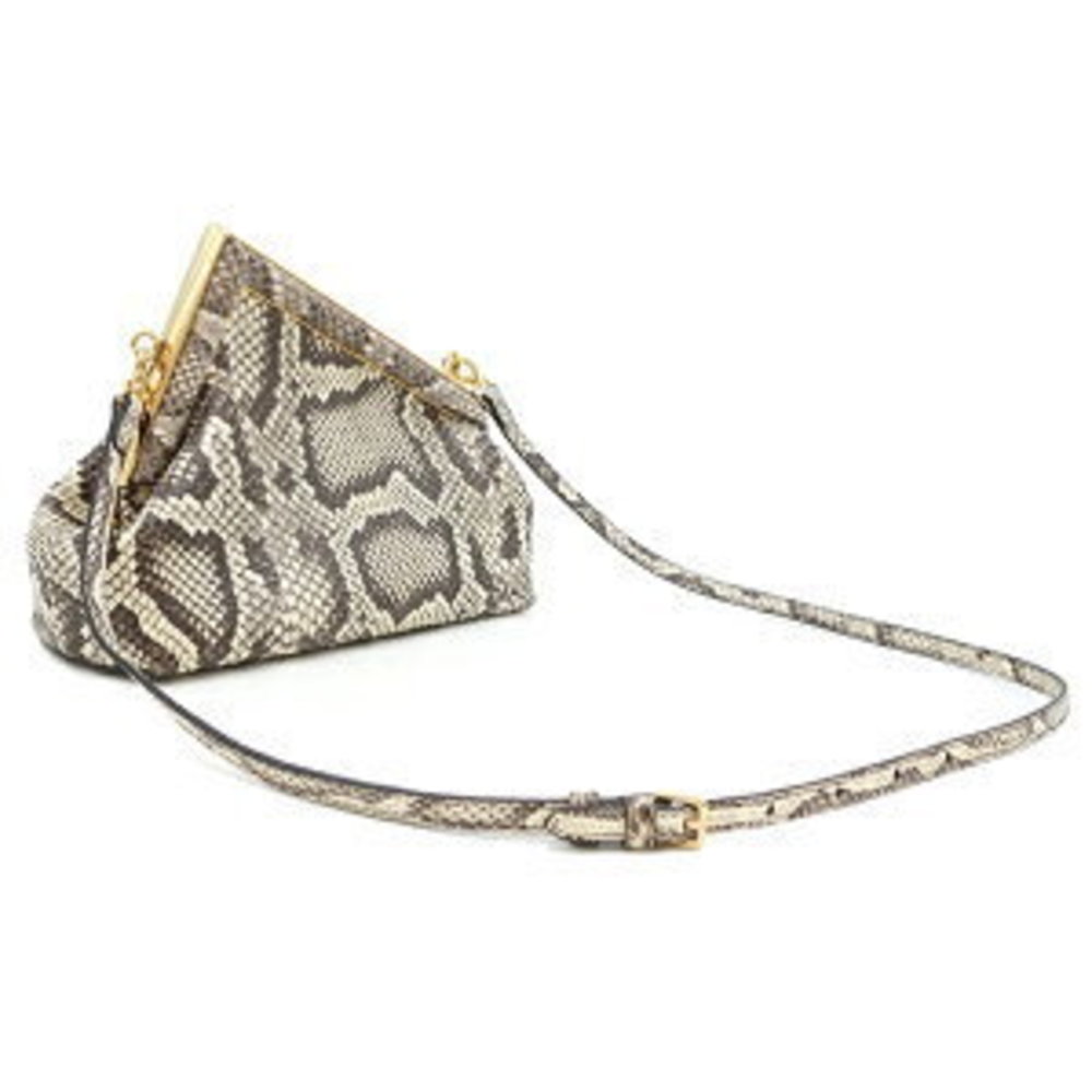 Fendi Clutch Bag First Python White Grey - image 2
